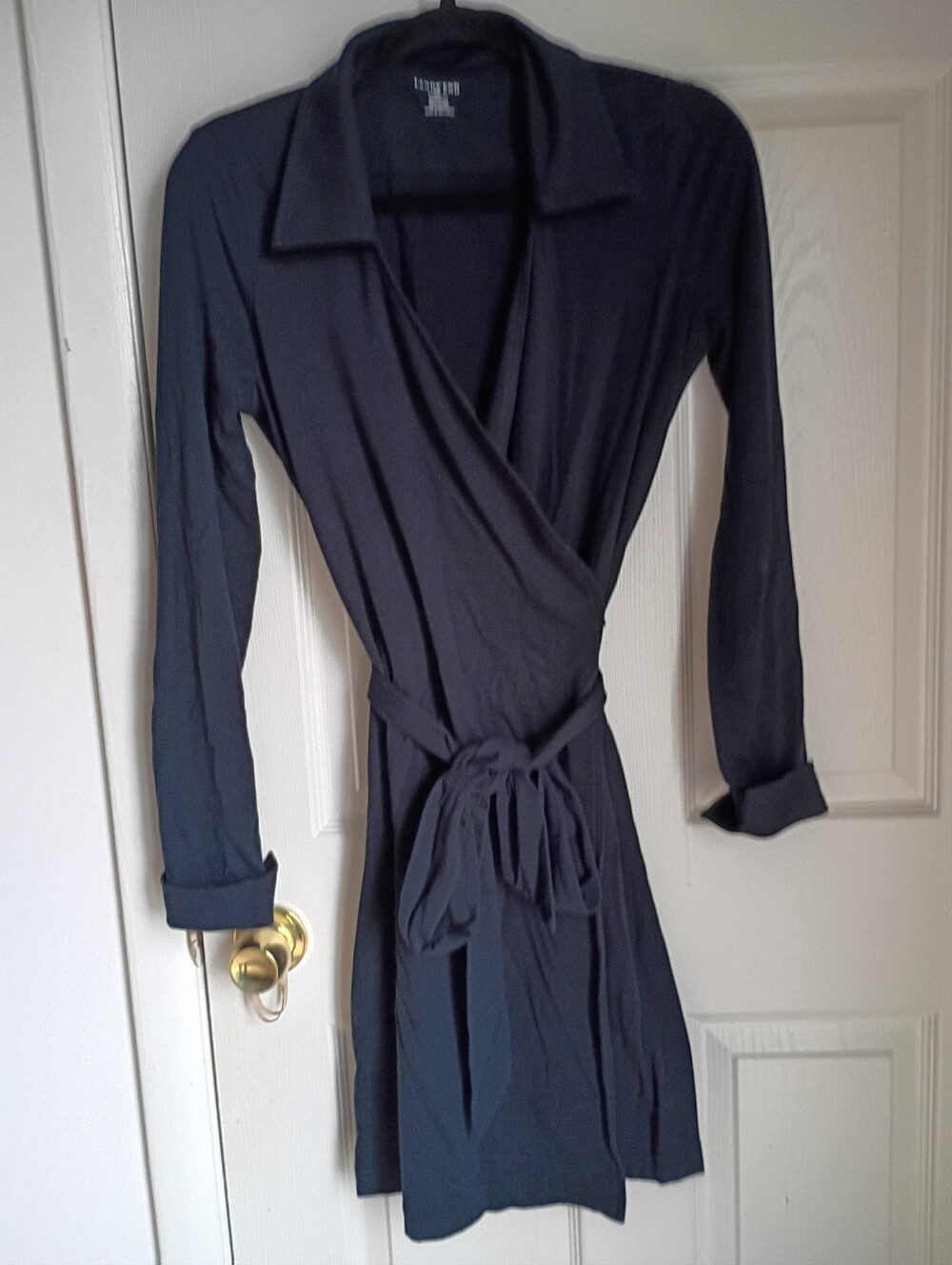 Land’s End Wrap Dress 8Petite Navy Long Sleeve